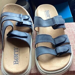 Born Navy Leather Sandals